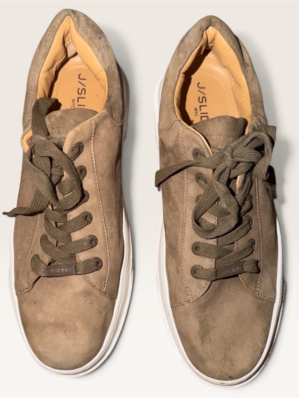 J Slides Women’s Taupe Suede Lace-Up Sneakers